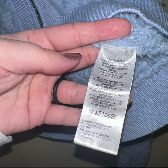 Anthropologie Baby Blue Fuzzy Zip-Up Brushed Sweater Cardigan Large - Picture 5 of 6